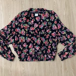 Vintage Carol Little Sz 10 Floral Top Blouse Silky